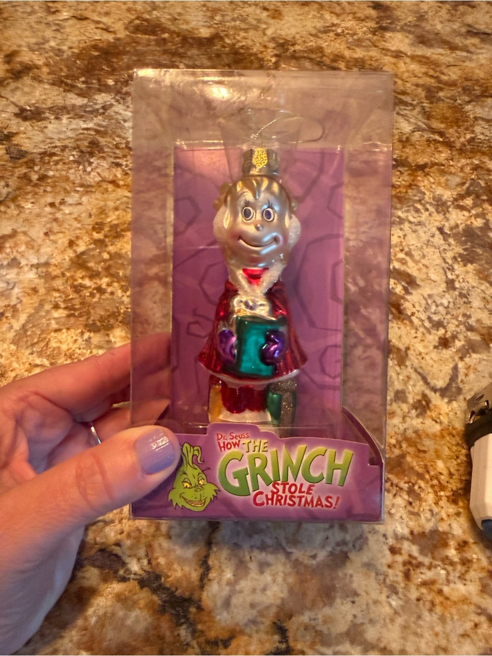 New 2004 Dr Seuss, How The Grinch Stole Christmas, Cindy Lou Who Glass Ornament